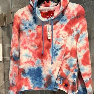 NWT AVIATOR NATION TIE DYED COTTON JERSEY HOODIE PULLOVER SIZE L
